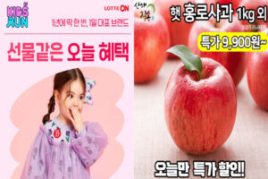 Read more about the article 캐시워크, 키즈런 롯데ON 베베드피노 햇 홍로사과 부사꿀사과